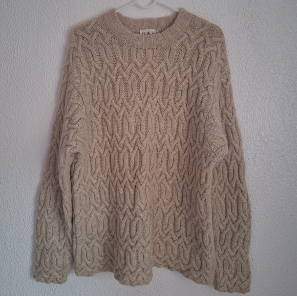 J. CREW VINTAGE Beige Cable Knit Sweater